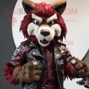 Maroon Wolf maskot kostume...