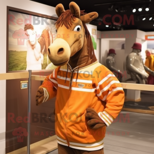 Brown Quagga mascot costume character dressed with a Windbreaker and Ties