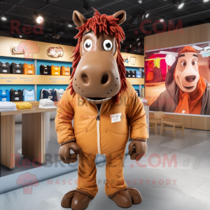 Brown Quagga mascot costume character dressed with a Windbreaker and Ties