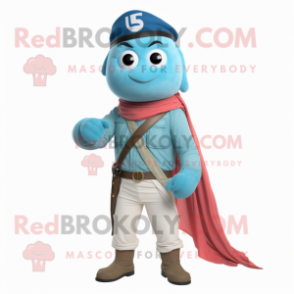 Cyan Civil War Soldier mascot costume character dressed with a Bermuda Shorts and Scarves