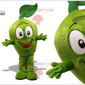 Bardzo uśmiechnięta maskotka zielone jabłko. Gigantyczne