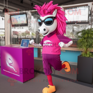 Magenta Mare maskot kostume...