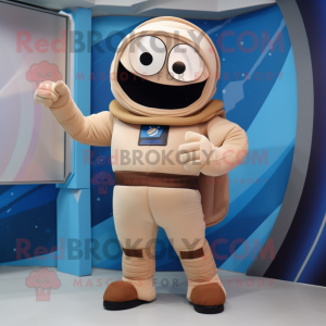 Beige Astronaut mascot costume character dressed with a Tank Top and Belts