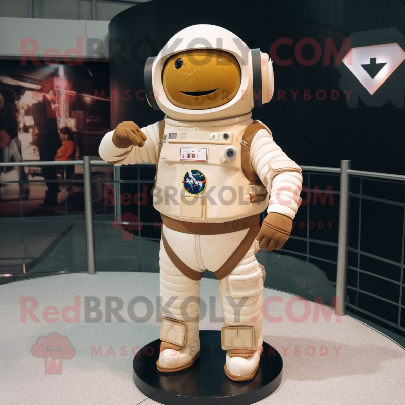 Beige Astronaut mascot costume character dressed with a Tank Top and Belts