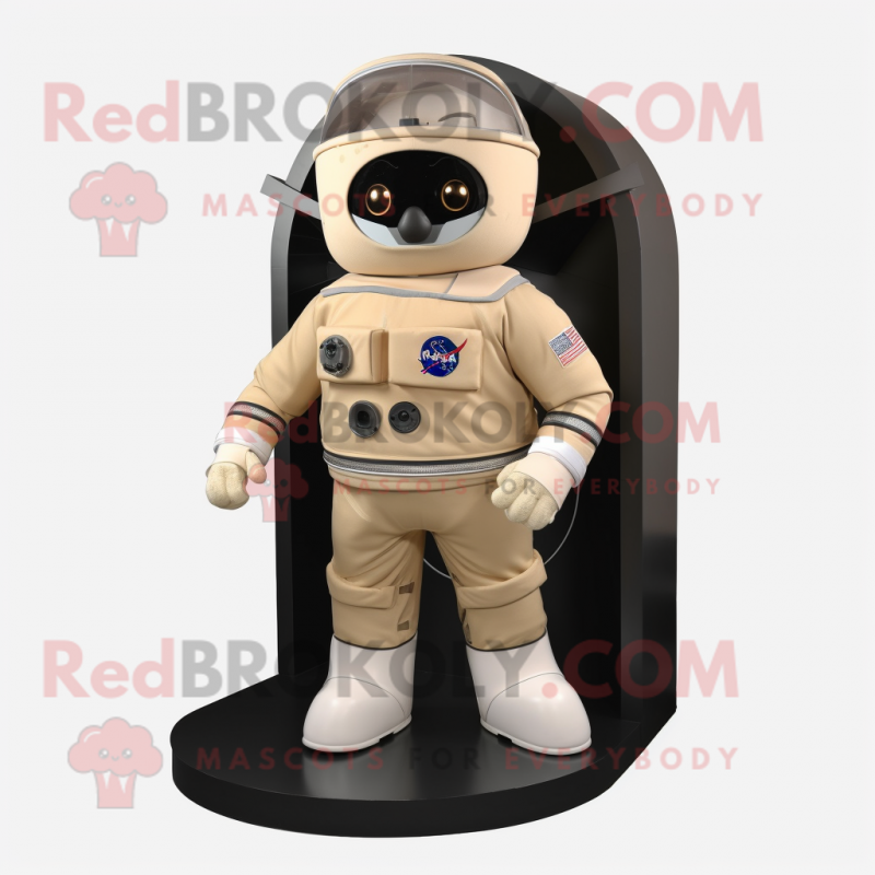 Beige Astronaut mascot costume character dressed with a Tank Top and Belts