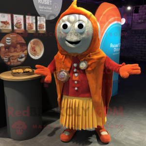 Rust Ceviche mascot costume character dressed with a Cardigan and Coin purses