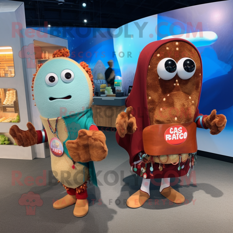 Rust Ceviche mascot costume character dressed with a Cardigan and Coin purses Rust Ceviche mascot costume character dressed with a Cardigan and Coin purses