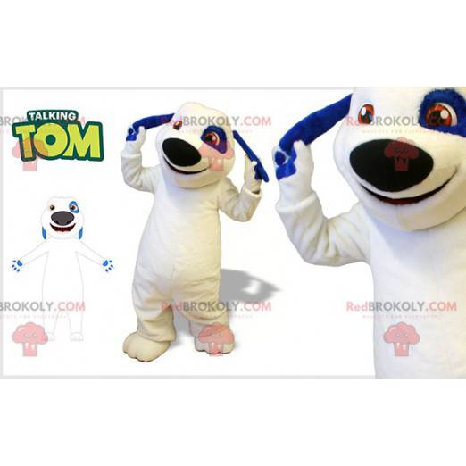 Bílý a modrý pes maskot. Mluvící Tom maskot - Redbrokoly.com