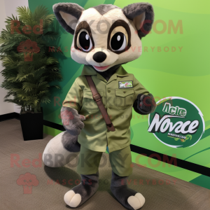 Olive Civet mascot costume character dressed with a Romper and Pocket squares