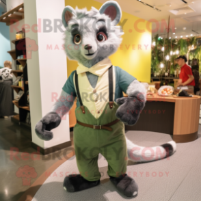 Olive Civet mascot costume character dressed with a Romper and Pocket squares