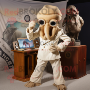 Cream Kraken mascot costume character dressed with a Chinos and Cufflinks