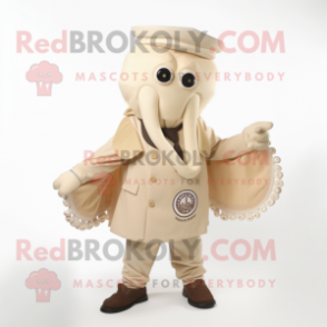 Cream Kraken mascot costume character dressed with a Chinos and Cufflinks