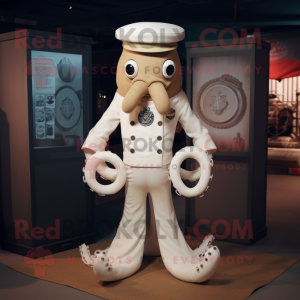 Cream Kraken mascot costume character dressed with a Chinos and Cufflinks