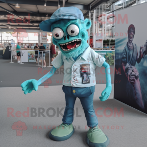 Postava maskota Teal Zombie...