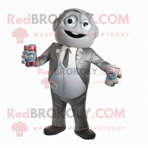 Gray Soda Can maskot kostym...