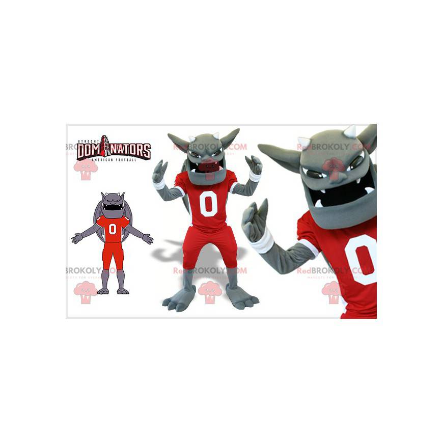 Gargoyle gray dragon mascot with a football outfit -