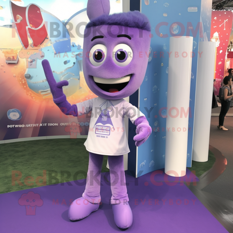 Lavender Pendant mascot costume character dressed with a Long Sleeve Tee and Ties Lavender Pendant mascot costume character dressed with a Long Sleeve Tee and Ties