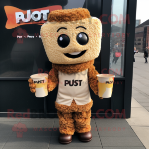 Rust Pop Corn mascot costume character dressed with a Cover-up and Belts