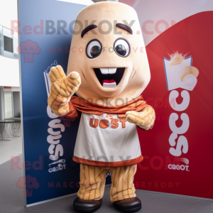Rust Pop Corn mascot costume character dressed with a Cover-up and Belts