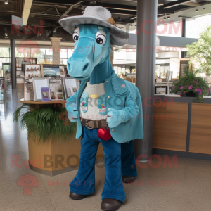 Teal Horse maskot kostume...