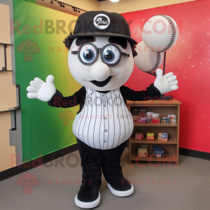 Black Baseball Ball mascot costume character dressed with a Blazer and Headbands