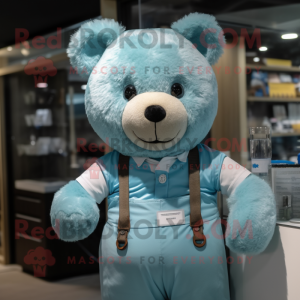 Cyan Teddy Bear maskot...