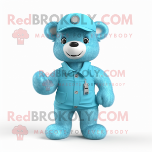 Cyan Teddy Bear maskot...