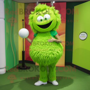 Lime grønn golfball maskot...