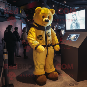 Gele teddybeer mascotte...