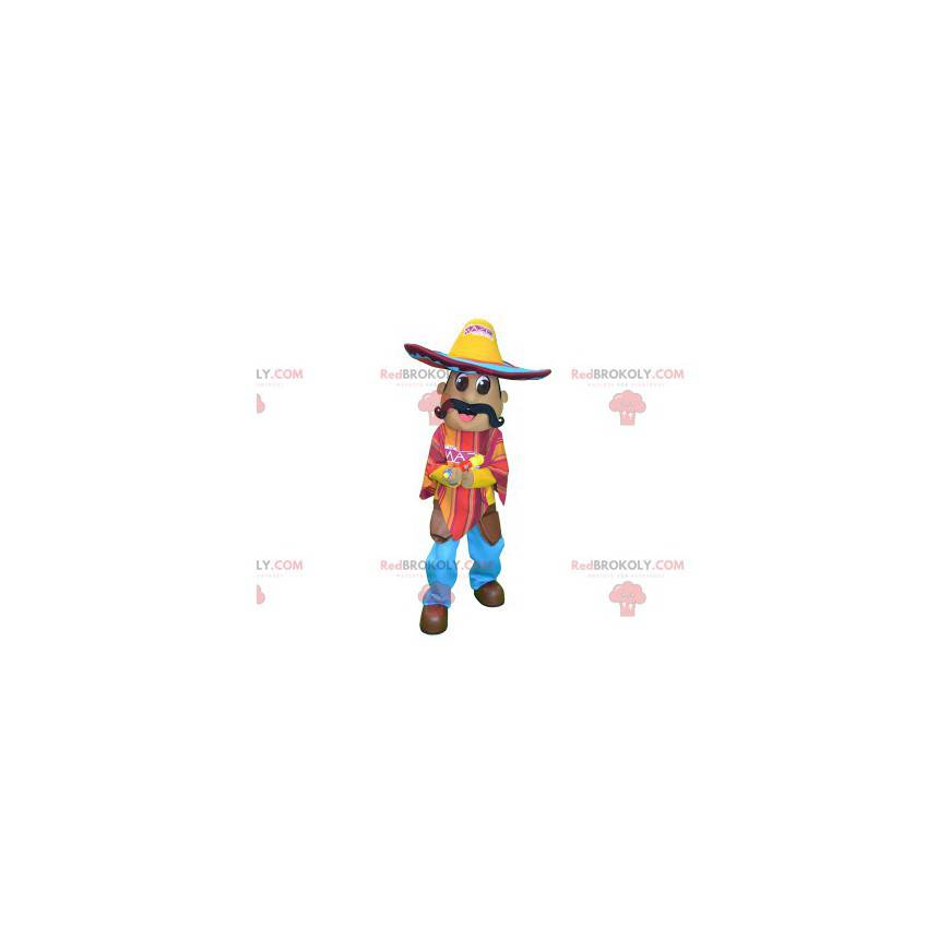 Mascota mexicana bigotuda con sombrero y poncho - Redbrokoly.com