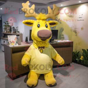 Gul Moose maskot kostume...