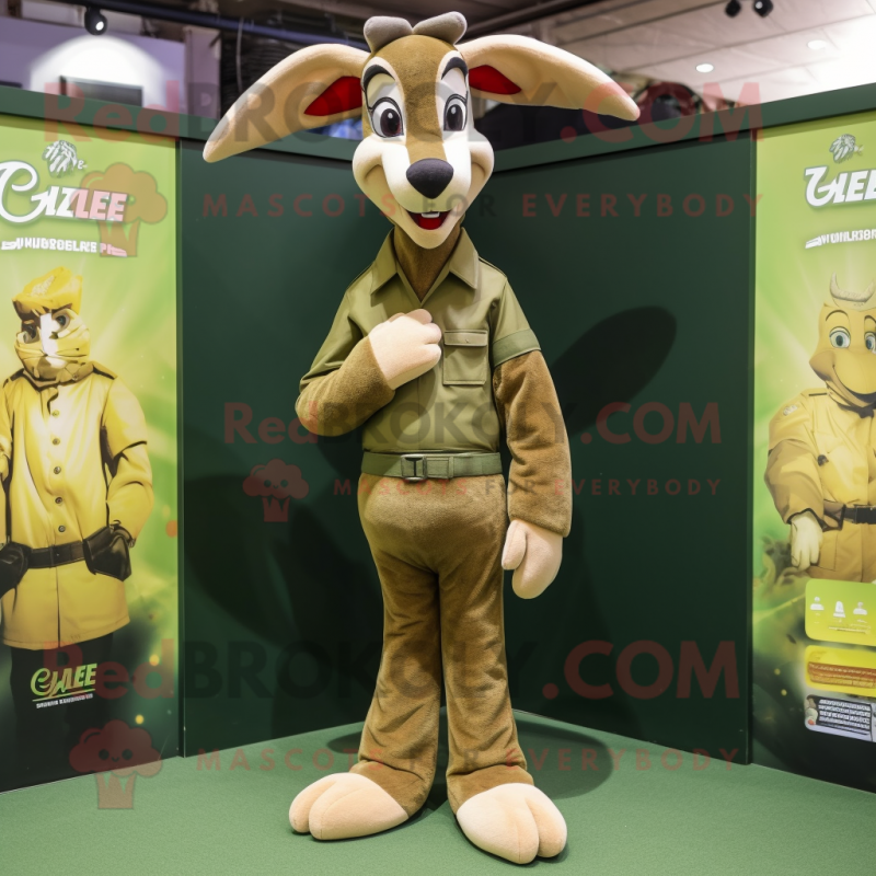 Olive Gazelle mascot costume character dressed with a Trousers and Foot pads Olive Gazelle mascot costume character dressed with a Trousers and Foot pads