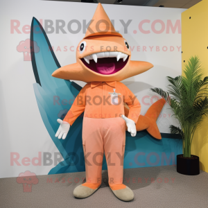 Peach Shark maskot kostyme...