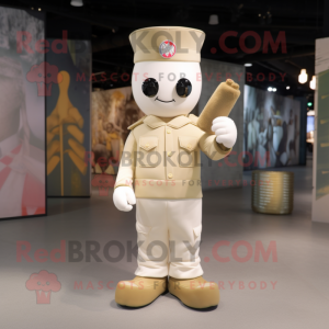 Cream Army Soldier maskot...