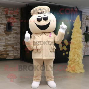 Cream Army Soldier maskot...