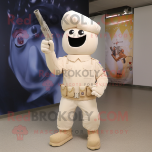 Cream Army Soldier mascotte...