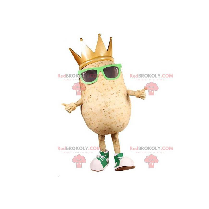 Riesiges Kartoffelmaskottchen mit Gläsern und Krone - Riesiges Kartoffelmaskottchen mit Gläsern und Krone -