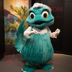 Teal Cod maskot kostume...