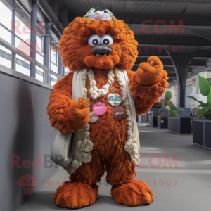 Rust Cauliflower mascot costume character dressed with a Cover-up and Bracelets