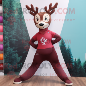 Maroon Deer maskot kostume...