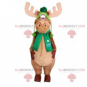 Caribou eland mascotte met een sjaal en een hoed -