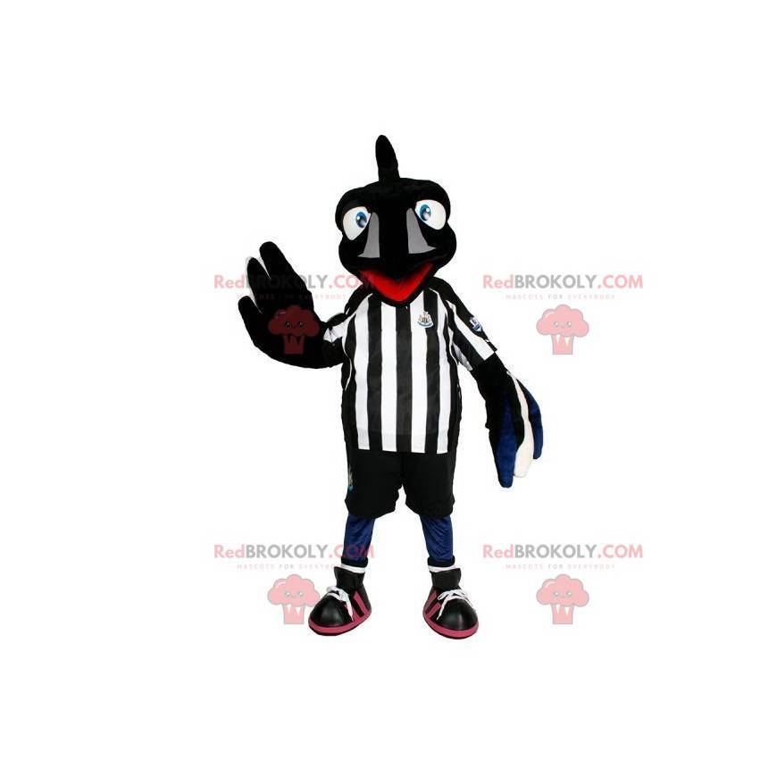 Czarna maskotka kruk z odzieżą sportową - Redbrokoly.com