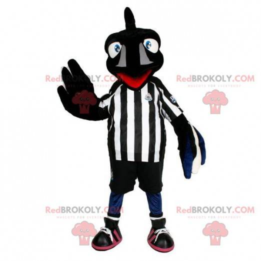Czarna maskotka kruk z odzieżą sportową - Redbrokoly.com