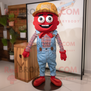 Red Burgers mascot costume character dressed with a Chambray Shirt and Scarf clips