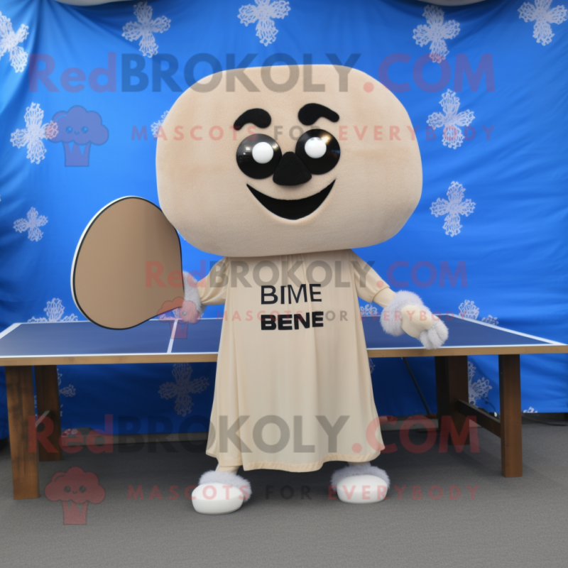 Beige Ping Pong Table mascot costume character dressed with a Empire Waist Dress and Cummerbunds Beige Ping Pong Table mascot costume character dressed with a Empire Waist Dress and Cummerbunds