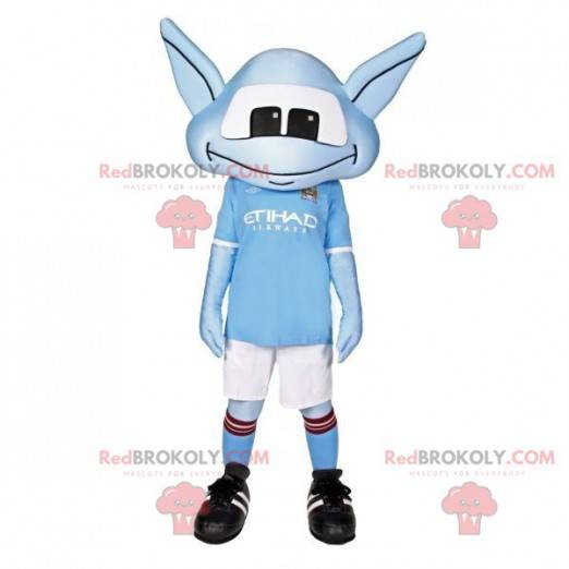 Mascote alienígena azul com roupas esportivas - Redbrokoly.com
