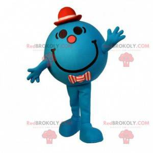 Mascotte de Monsieur Madame bonhomme bleu très souriant -