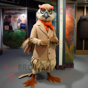 Tan Pheasant maskot kostym...