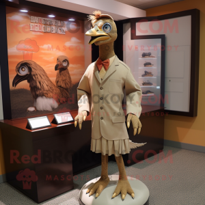Tan Pheasant mascot costume character dressed with a Long Sleeve Tee and Cufflinks