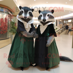 Olive Badger mascot costume character dressed with a Evening Gown and Cummerbunds
